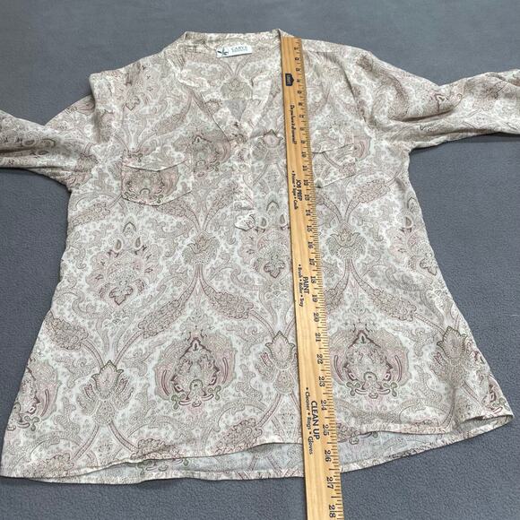 Carve Designs Organic Cotton Lightweight Sheer Long Sleeve Top M Paisley Boho - Picture 12 of 15